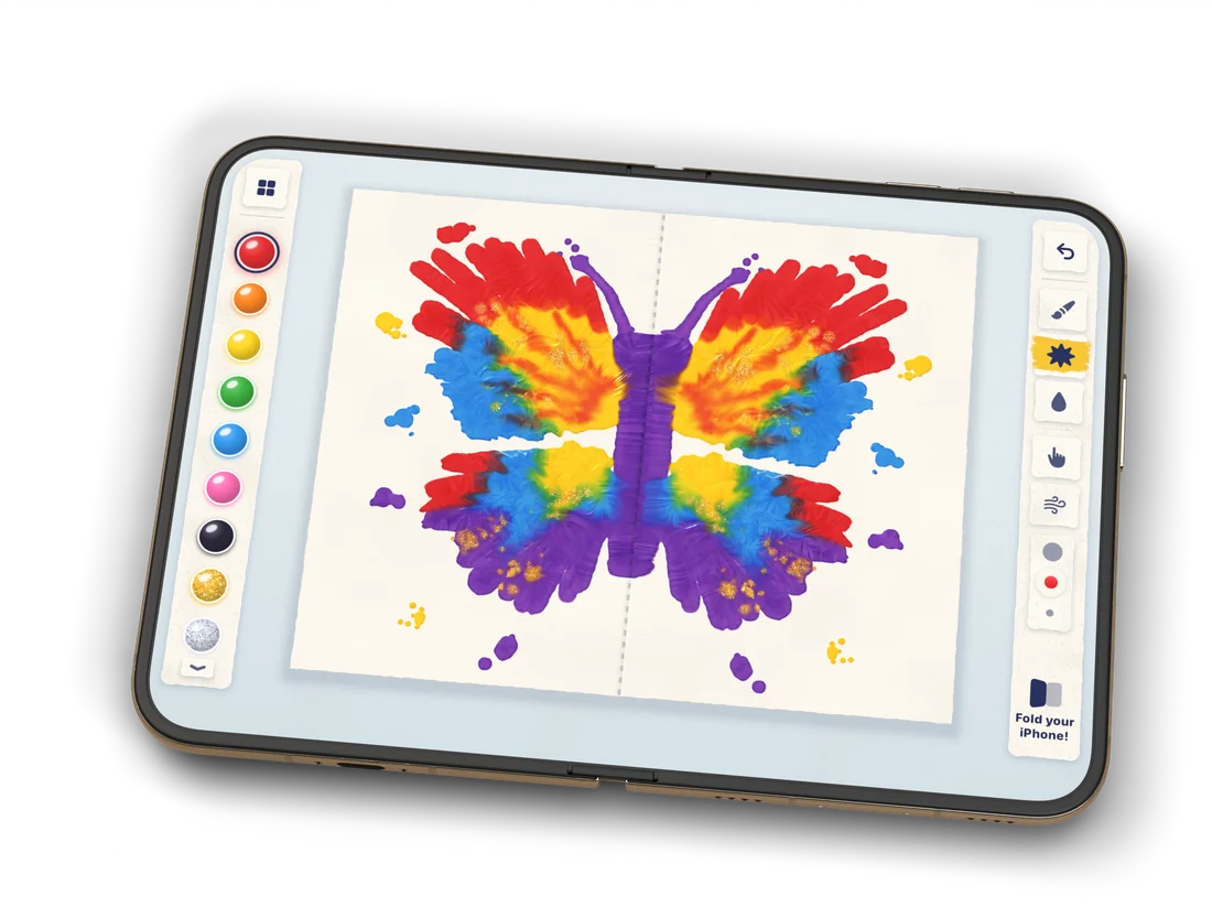 The iPhone Duo opened again, showing a symmetrical butterfly print.
